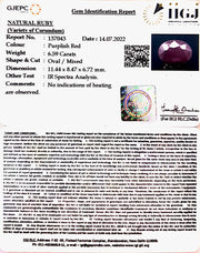 6.59/CT Natural Indian Ruby with Govt. Lab Certificate-2331